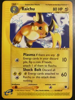 RAICHU 61/165 Expedition Base Set Non-Holo Rare Pokemon Card NM+ NO BENDS - Image 1