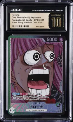 2025 ONE PIECE JPN PROMO CARDS BASE SHOP LTD COLL. VOL 1 PERONA CGC 10 PRISTINE - Image 1