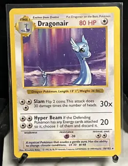Pokemon Shadowless Dragonair 18/102 Rare Base Set Pokemon Card Vintage WOTC - Image 1