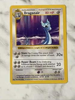 Pokemon Shadowless Dragonair 18/102 Rare Base Set Pokemon Card Vintage WOTC - Image 3