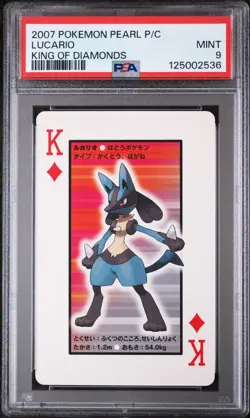 2007 POKEMON PEARL VERSION PLAYING CARDS KING OF DIAMONDS LUCARIO PSA 9 - Image 1