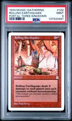 1999 MTG PORTAL THREE KINGDOMS #122 ROLLING EARTHQUAKE PSA 9 - Image 1