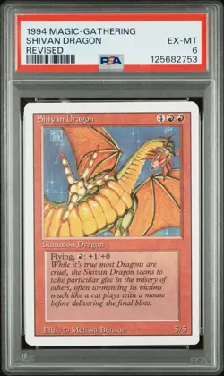 MTG - Shivan Dragon - Revised Edition Magic - Graded PSA 6 - Image 1