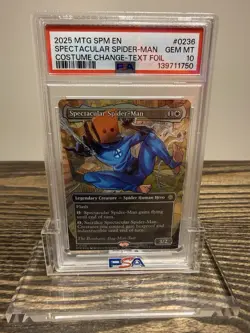 2025 MTG MARVEL'S SPIDER-MAN BORDERLESS-TEXTURED SPECTACULAR SPIDER-MAN PSA 10 - Image 1