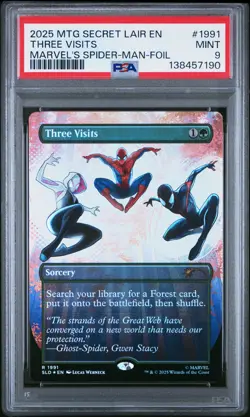 2025 MTG SECRET LAIR DROP HEROIC DEEDS-FOIL #1991 THREE VISITS PSA 9 - Image 1