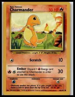 Charmander 46/102 Pokemon Base Set Common 50 HP Lightly Played - Image 1
