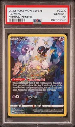 2023 POKEMON SWORD & SHIELD CROWN ZENITH #GG10 FULL ART/MEW PSA 10 - Image 1