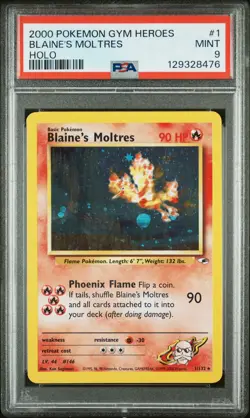 2000 POKEMON GYM HEROES HOLO #1 BLAINE'S MOLTRES PSA 9 - Image 1