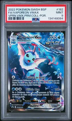 2022 POKEMON SWSH BLACK STAR PROMO #182 FULL ART/VAPOREON VMAX PSA 9 - Image 1