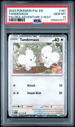 2023 POKEMON PAL EN-PALDEA EVOLVED PALDEA ADVENTURE CHEST #167 TANDEMAUS PSA 10 - Image 1