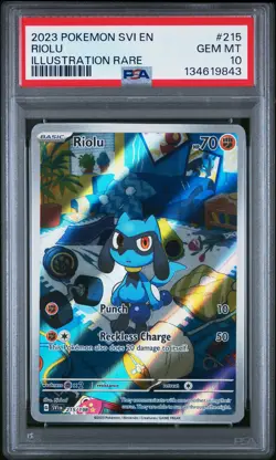 2023 POKEMON SVI EN-SCARLET & VIOLET ILLUSTRATION RARE #215 RIOLU PSA 10 - Image 1