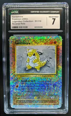 2002 Pokemon Legendary Collection Sandshrew Reverse Holo #91/110 CGC 7 - Image 1