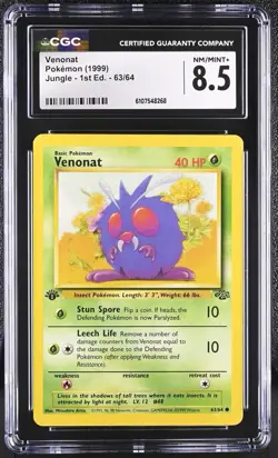 CGC NM-MT+ 8.5 Pokemon Venonat 63/64 1999 Jungle 1st Edition - Image 1