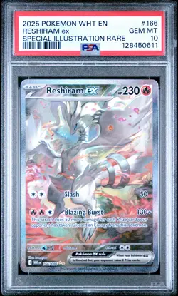 2025 POKEMON WHT EN-WHITE FLARE SPECIAL ILLUSTRATION RARE RESHIRAM EX PSA 10 - Image 1