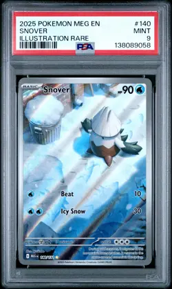 2025 POKEMON MEG EN-MEGA EVOLUTION ILLUSTRATION RARE #140 SNOVER PSA 9 - Image 1