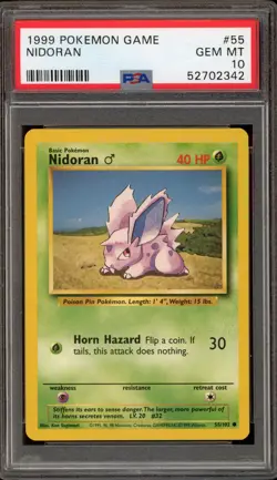 Pokemon Nidoran (Male) Base Set Unlimited #55 PSA 10 Gem Mint - Image 1