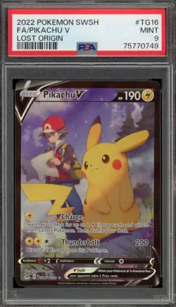 Pokemon Pikachu V Lost Origin Trainer Gallery Full Art #TG16 PSA 9 Mint - Image 1