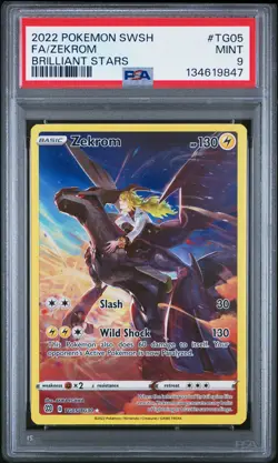 2022 POKEMON SWORD & SHIELD BRILLIANT STARS #TG05 FULL ART/ZEKROM PSA 9 - Image 1