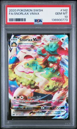 2020 POKEMON SWORD & SHIELD #142 FULL ART/SNORLAX VMAX PSA 10 - Image 1