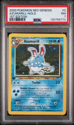 2000 POKEMON NEO GENESIS 1ST EDITION #2 AZUMARILL-HOLO PSA 7 - Image 1