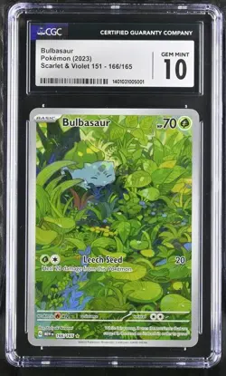Pokemon 2023 Bulbasaur Scarlet & Violet 151 166/165 CGC 10 - Image 1