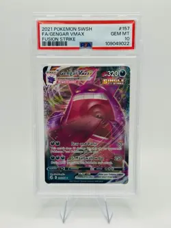 Pokemon Fusion Strike Gengar VMAX #157/264 Full Art PSA 10 Gem Mint - Image 1