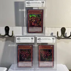 Set of 3 God Cards Slifer LC01 EN002 EN002 EN003 2010 Yugioh BGS 10 - Image 1