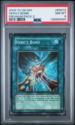 2008 YU-GI-OH! PREMIUM PACK 2 #EN012 HERO'S BOND PSA 8 - Image 1