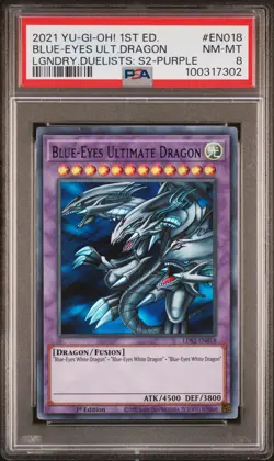 2021 YU-GI-OH! LEGEND DUELISTS: SEASON 2 #EN018 BLUE-EYES ULTIMATE DRAGON PSA 8 - Image 1