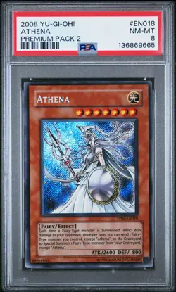 2008 YU-GI-OH! PREMIUM PACK 2 #EN018 ATHENA PSA 8 - Image 1