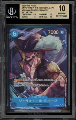 One Piece CCG Dracule Mihawk Emperors Japanese Alt Art OP09-048 BGS 10 Pristine - Image 1