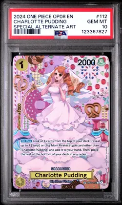 2024 ONE PIECE OP08-TWO LEGENDS SPECIAL ALTERNATE ART CHARLOTTE PUDDING PSA 10 - Image 1