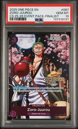 2025 ONE PIECE CHAMPIONSHIP 2025-26 EVENT PACK FINALIST #067 ZORO-JUUROU PSA 10 - Image 1
