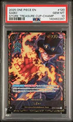 2025 ONE PIECE PROMOS STORE TREASURE CUP-CHAMP #120 SABO PSA 10 - Image 1