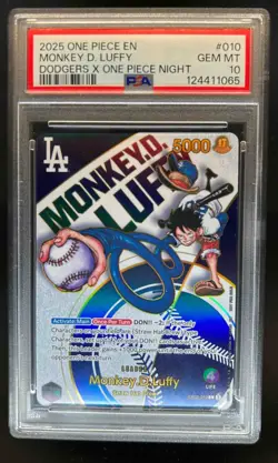 2025 One Piece Anime 25th Collection Monkey D. Luffy Dodgers X #EB02-010 PSA 10 - Image 1