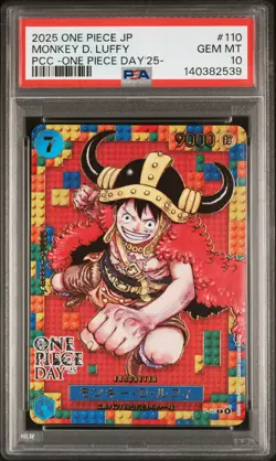 2025 ONE PIECE JPN PREM CARD COLL ONE PIECE DAY'25 #110 MONKEY D. LUFFY PSA 10 - Image 1