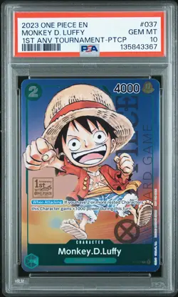 2023 ONE PIECE PROMOS 1ST ANV TOURNAMENT-PARTICIPATION MONKEY D. LUFFY PSA 10 - Image 1