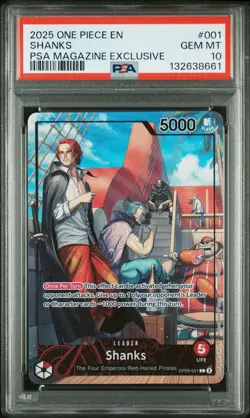 2025 ONE PIECE PROMOS PSA MAGAZINE EXCLUSIVE #001 SHANKS PSA 10 - Image 1