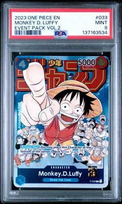 2023 ONE PIECE PROMOS EVENT PACK VOL.2 #033 MONKEY D. LUFFY PSA 9 - Image 1