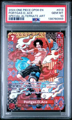 2024 ONE PIECE OP08-TWO LEGENDS SPECIAL ALTERNATE ART #013 PORTGAS D. ACE PSA 10 - Image 1