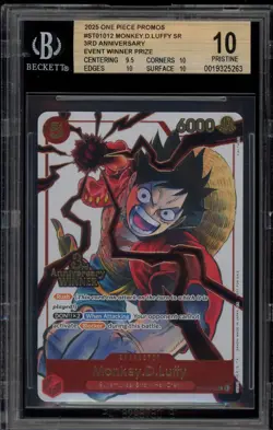 One Piece CCG Monkey.D.Luffy 3rd Ann. Event Winner Prize Promo ST01-012 BGS 10 - Image 1