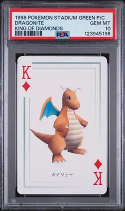 1998 POKEMON STADIUM GREEN VERSION PLAYING CARDS DRAGONITE PSA 10 - Image 1