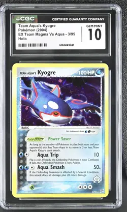 CGC 10 GEM MINT Team Aqua's Kyogre EX Team Magma Vs Aqua 3/95 Holo Pokemon Card - Image 1