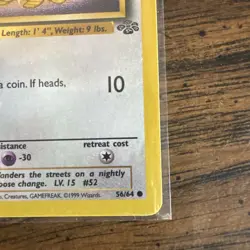 First Edition Meowth 56/64 - Jungle - Near Mint - Vintage 1999 Pokemon Card - Image 5