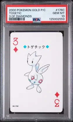 2000 POKEMON GOLD VERSION PLAYING CARDS 3 OF DIAMONDS #176C TOGETIC PSA 10 - Image 1