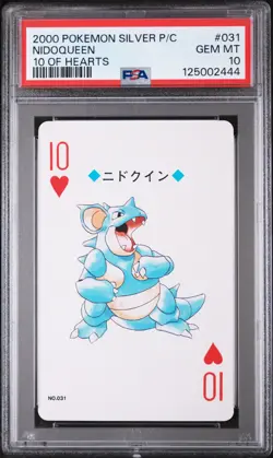 2000 POKEMON SILVER VERSION PLAYING CARDS 10 OF HEARTS #031 NIDOQUEEN PSA 10 - Image 1