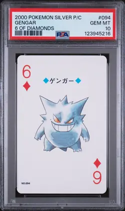 2000 POKEMON SILVER VERSION PLAYING CARDS 6 OF DIAMONDS #094 GENGAR PSA 10 - Image 1