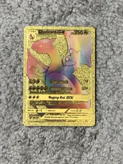 Charizard GX HP250 Wing Attack Rainbow Gold Foil Fan Art Card - Image 1