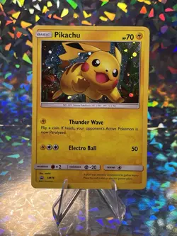 Pikachu SM76 MP Black Star Promo Cosmos Holo Foil Pokemon TCG Card SM 76 - Image 1
