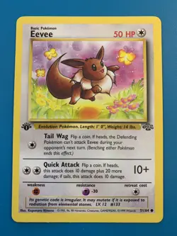 1st Edition Eevee 51/64 Jungle Set Rare Vintage 1999 Pokemon Card - NM - Image 1